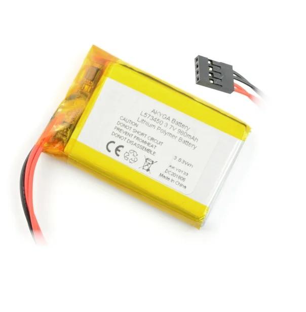 Acumulator Lithium Poliymer 12661 980mah 1s 37v 4 Fire 254mm Conector 50x34x6mm Akyga Battery