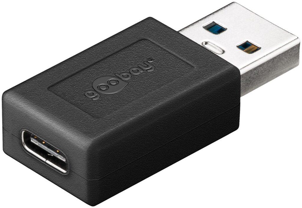 Adaptor USB3.0 SuperSpeed USB-A tata - USB-C mama negru Goobay 45400 Adaptor USB3.0 SuperSpeed USB-A tata - USB-C mama negru Goobay 45400
