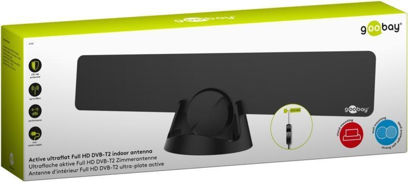 Antena De Interior Full Hd Ultra Plata 16dbi Filtru Gsm Lte 4g Dvb T Dvb T2 Activa Goobay 67183