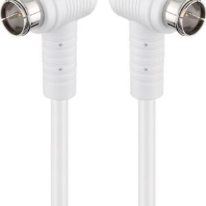 Cablu antena SAT 90 grade 80dB dublu ecranat 1.5m F tata rapida 90 - F tata rapida 90 complet ecranate alb Goobay 67341