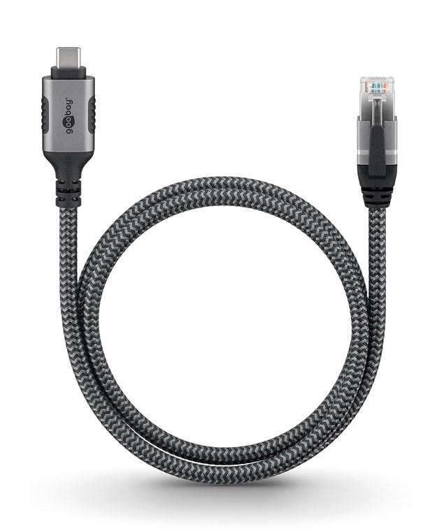 Cablu Lan Ethernet Usb C 31 La Rj45 15m Cat6 Compatibil Si Pt Apple Thunderbolt 3 Negru Goobay 70697