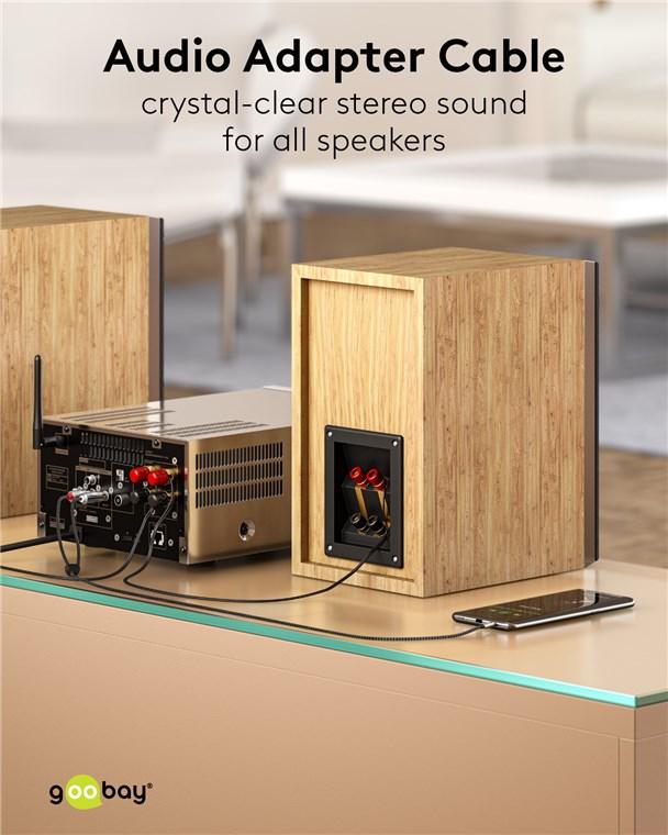 Cablu Stereo Premium Extrem De Flexibil Jack 35 Mm Tata 2x Rca Tata 05m Cablu Textil Negru Goobay Plus 65284