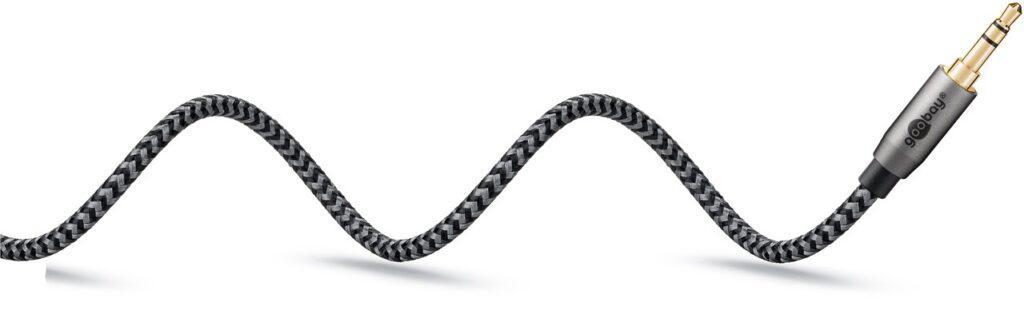 Cablu Stereo Premium Extrem De Flexibil Textil 5m Jack 35 Mm Tata 2x Rca Tata Negru Goobay Plus 65290