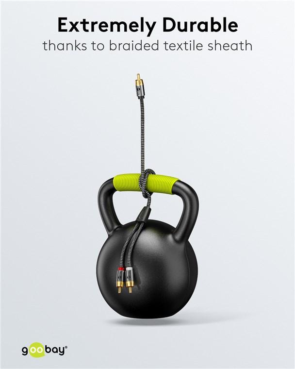 Cablu Subwoofer Premium Flexibil Rca Y 10m Rca Tata 2x Rca Tata Negru Goobay Plus 65303