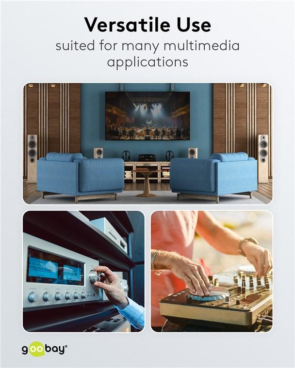 Cablu Subwoofer Premium Flexibil Rca Y 3m Rca Tata 2x Rca Tata Negru Goobay Plus 65301