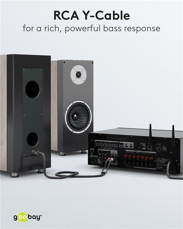 Cablu Subwoofer Premium Flexibil Rca Y 3m Rca Tata 2x Rca Tata Negru Goobay Plus 65301