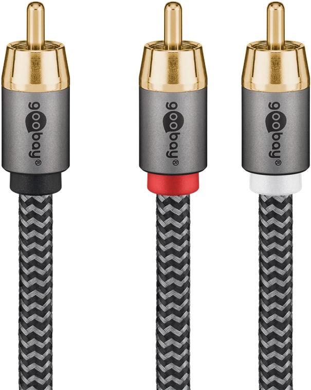 Cablu Subwoofer Premium Flexibil Rca Y 5m Rca Tata 2x Rca Tata Negru Goobay Plus 65302
