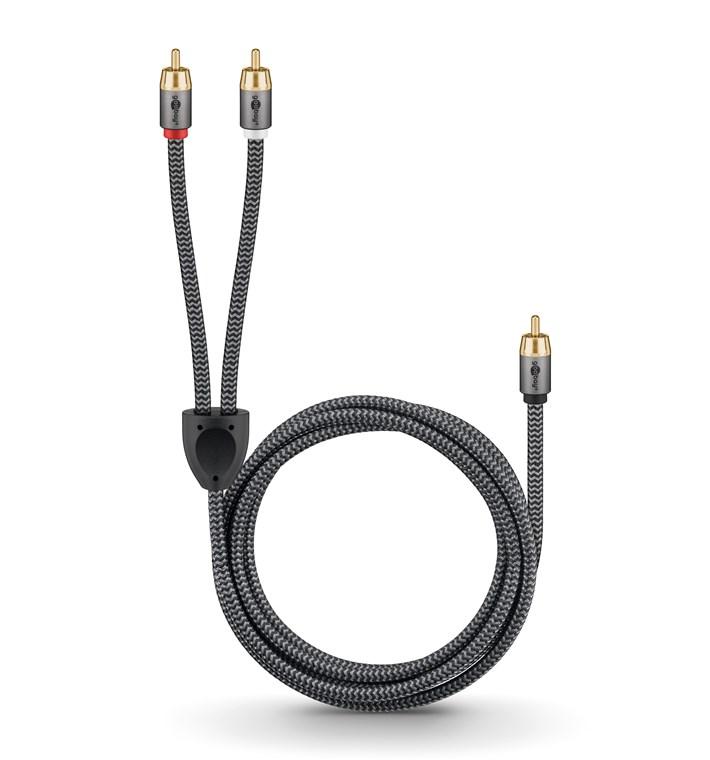 Cablu Subwoofer Premium Flexibil Rca Y 5m Rca Tata 2x Rca Tata Negru Goobay Plus 65302
