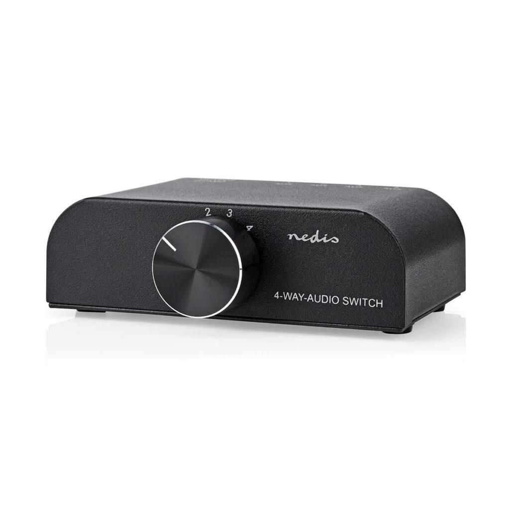 Comutator Audio Analogic 3x Rca Stereo Mama 1x Rca Stereo Mama Jack 35 Mm Iesire Casti Negru Nedis Aswi2424at