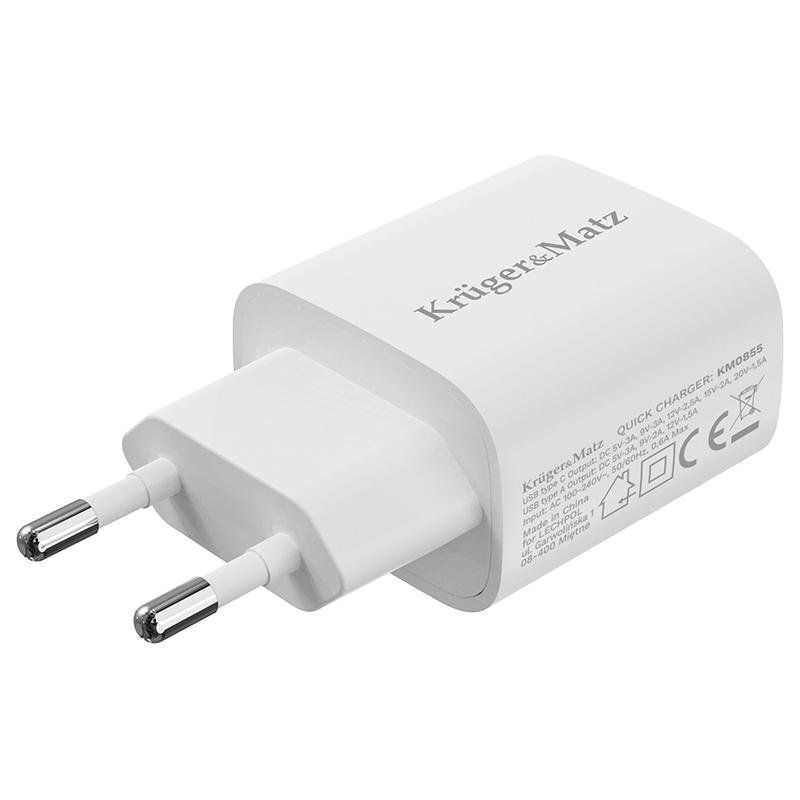 Incarcator rapid de retea USB tip A si USB type C 30W PD 3.0 + QC 3.0 Kruger&Matz KM0855 1 Incarcator Rapid De Retea Usb Tip A Si Usb Type C 30w Pd 30 Qc 30 Krugermatz Km0855