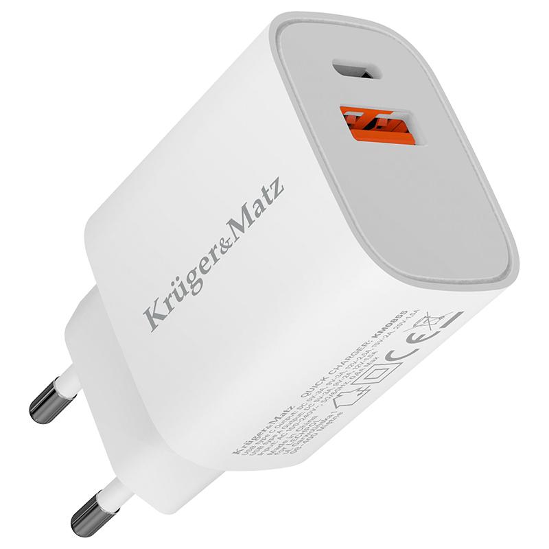 Incarcator rapid de retea USB tip A si USB type C 30W PD 3.0 + QC 3.0 Kruger&Matz KM0855 3 Incarcator Rapid De Retea Usb Tip A Si Usb Type C 30w Pd 30 Qc 30 Krugermatz Km0855