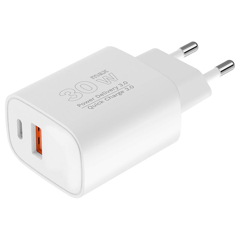 Incarcator rapid de retea USB tip A si USB type C 30W PD 3.0 + QC 3.0 Kruger&Matz KM0855 Incarcator rapid de retea USB tip A si USB type C 30W PD 3.0 + QC 3.0 Kruger&Matz KM0855