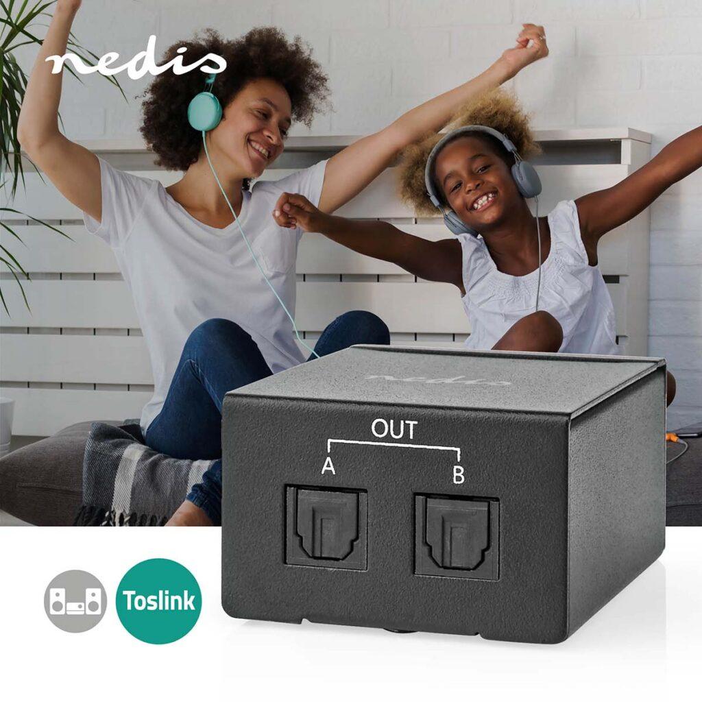 Splitter Audio 1x Toslink Mama La 2x Toslink Mama Negru Nedis Aspl2512bk