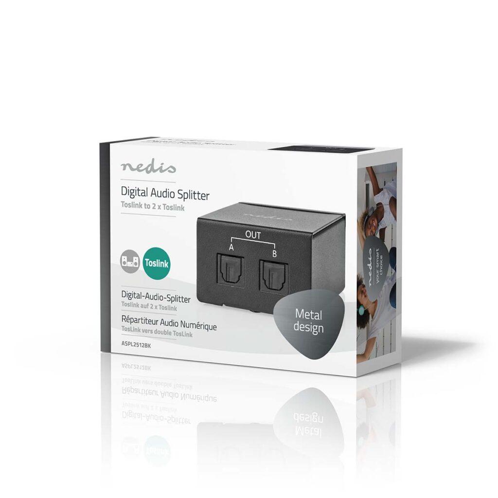 Splitter Audio 1x Toslink Mama La 2x Toslink Mama Negru Nedis Aspl2512bk