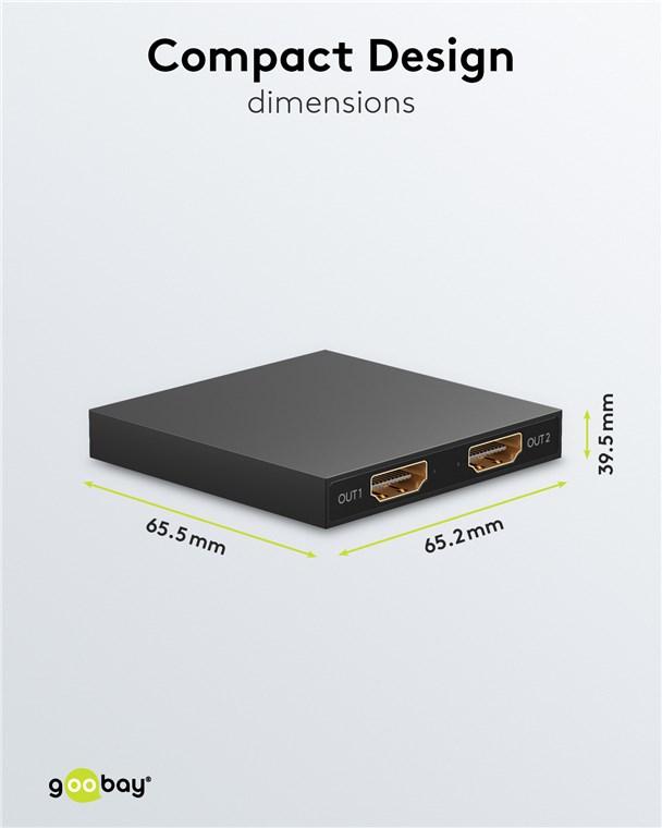 Splitter Hdmi V14 1 Intrare La 2 Iesiri 4k30hz 1080p60hz Goobay 58480