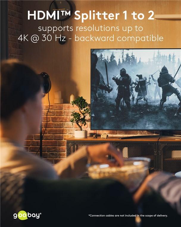 Splitter Hdmi V14 1 Intrare La 2 Iesiri 4k30hz 1080p60hz Goobay 58480