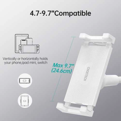 Suport Reglabil De Birou Pentru 47 97inchi Telefon Tableta Si Incarcare Wireless Alb Choetech T584 F 101wh