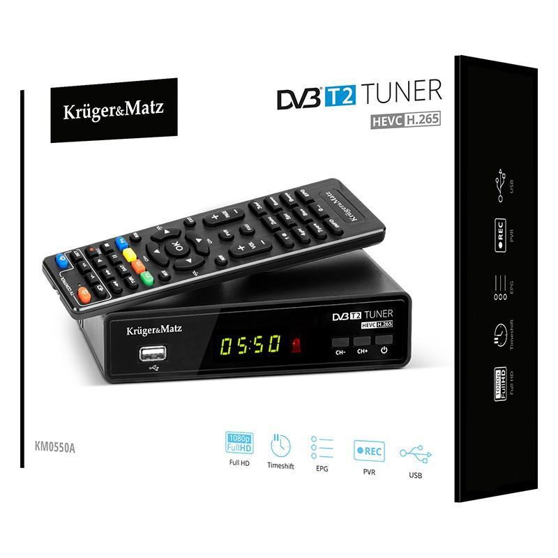 Tuner Dvb T2 Dvb T H265 Hevc Redare Media Si Pvr Inregistrare Prin Port Usb 20 Krugermatz Km0550a