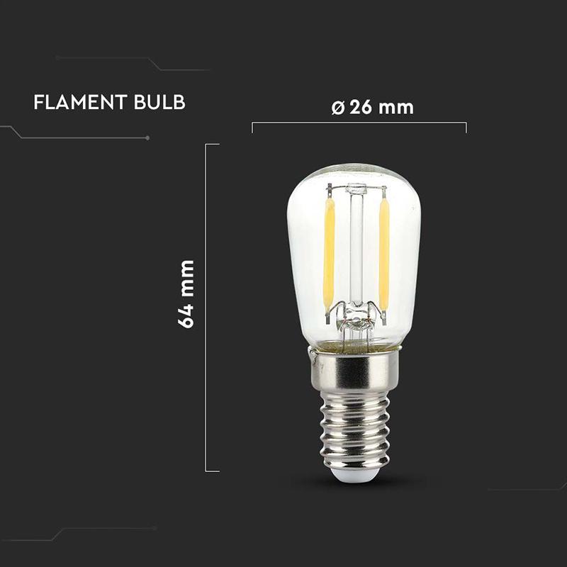 Bec E14 St26 Cu Filament Led 2w 6500k Alb Rece V Tac Sku 214445
