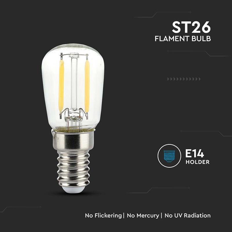 Bec E14 St26 Cu Filament Led 2w 6500k Alb Rece V Tac Sku 214445