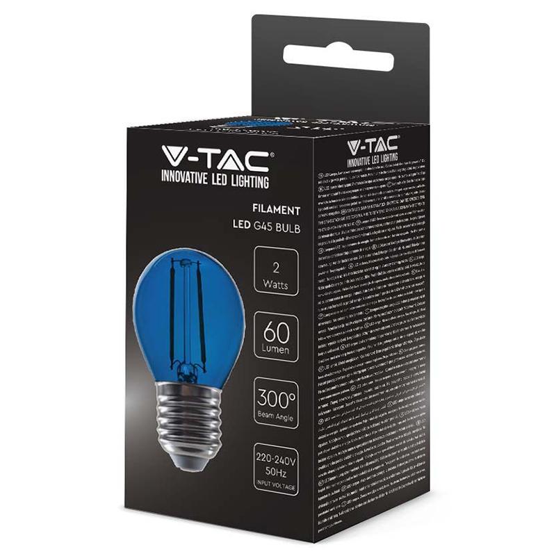 Bec Led G45 E27 2w Cu Filament Lumina Albastra V Tac Sku 217412