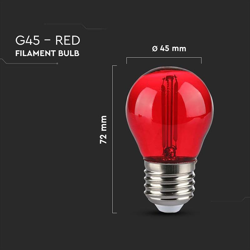 Bec Led G45 E27 2w Cu Filament Lumina Rosie V Tac Sku 217413