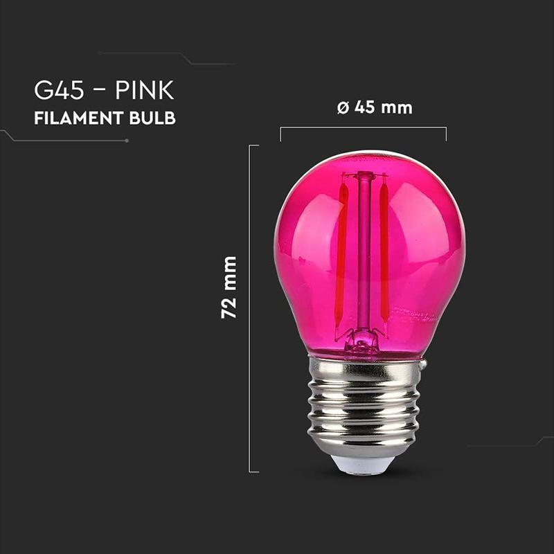 Bec Led G45 E27 2w Cu Filament Lumina Roz V Tac Sku 217410