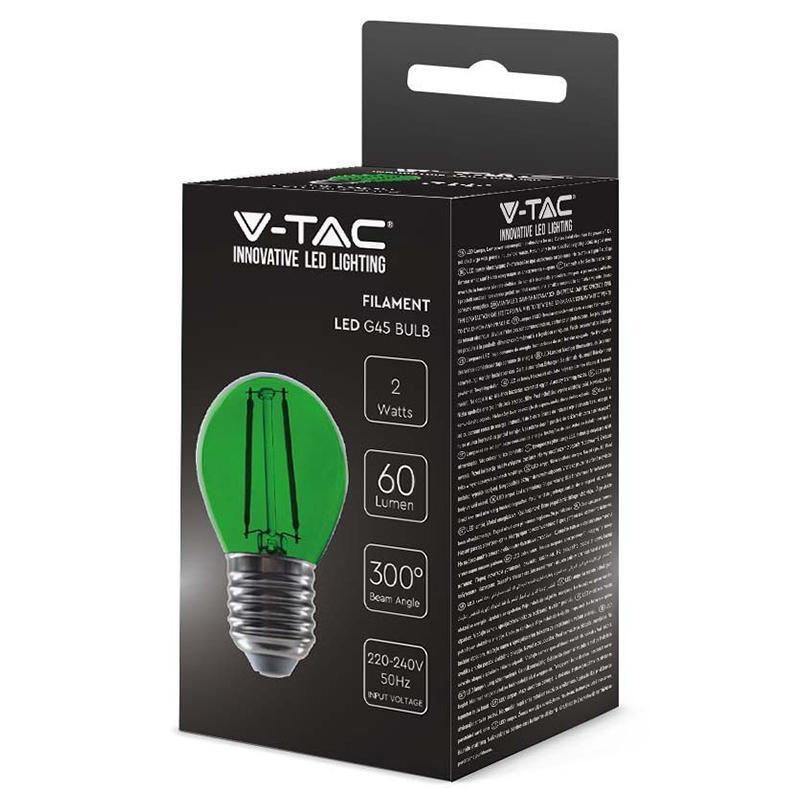 Bec Led G45 E27 2w Cu Filament Lumina Verde V Tac Sku 217411