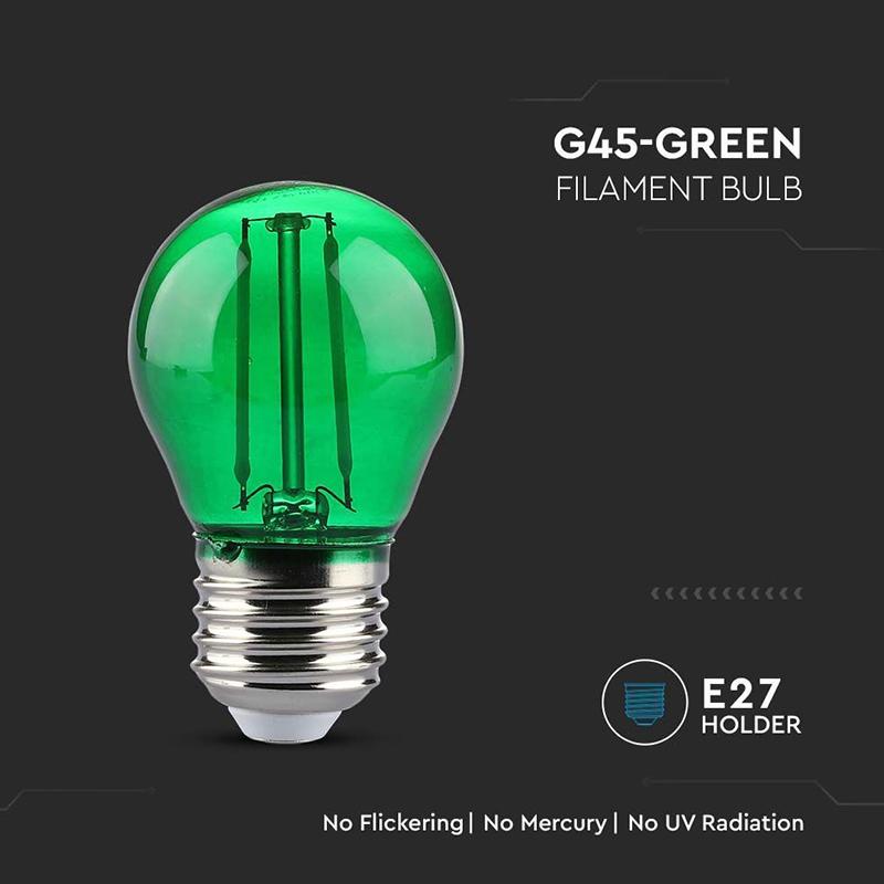 Bec Led G45 E27 2w Cu Filament Lumina Verde V Tac Sku 217411