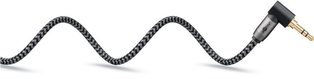 Cablu Audio Stereo 2m Textil Impletit Jack 35 Mm 35 Mm 90 Grade Tata Tata Aurit Goobay 65279