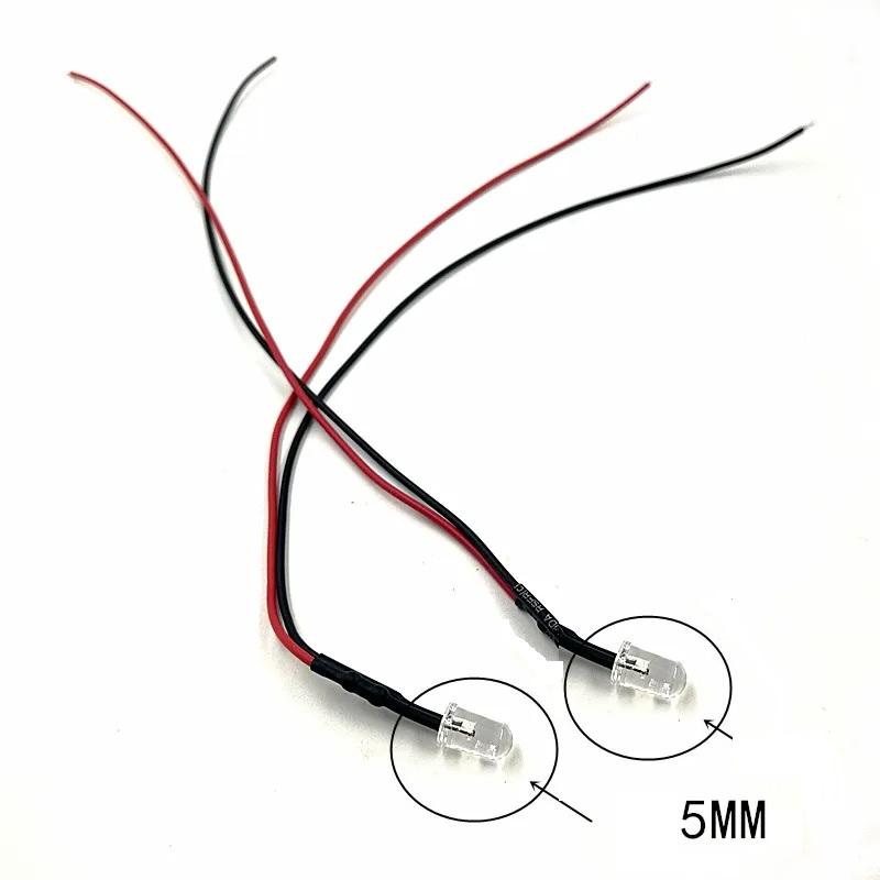 LED 12V 5mm alb rece cu fire 20 cm 3 Led 12v 5mm Alb Rece Cu Fire 20 Cm