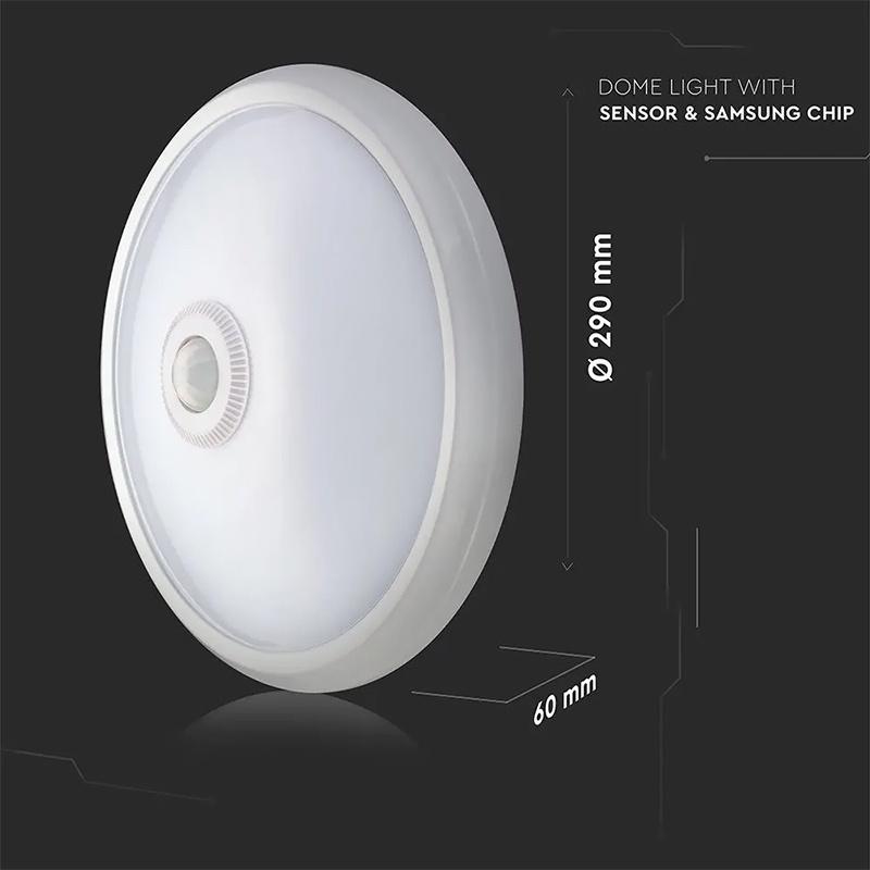 Plafoniera Led 12w 900lm Ip20 Cu Senzor De Miscare 6400k Alb Rece V Tac Sku 21809