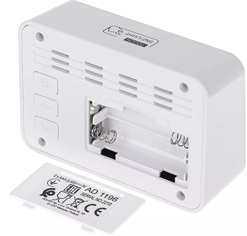 Ceas Alarma Cu Baterii 2x Aa R6 Adler Ad1196w 2