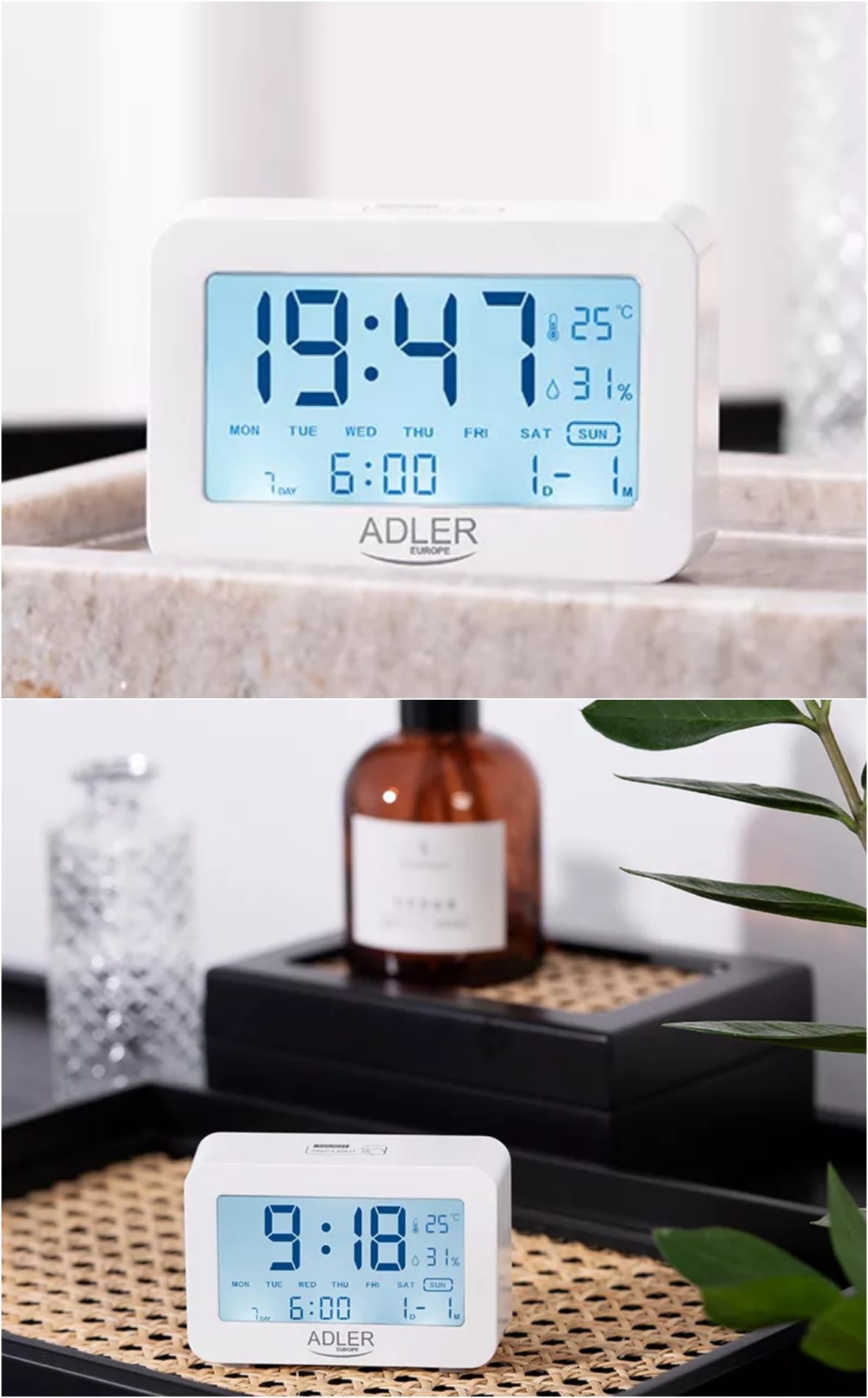 Ceas Alarma Cu Baterii 2x Aa R6 Adler Ad1196w