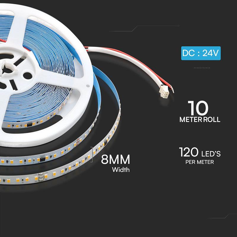 Banda Led Smd2835 Runnig 10w M 24v Ip20 Alb Rece 6500k 10m V Tac Sku 23609