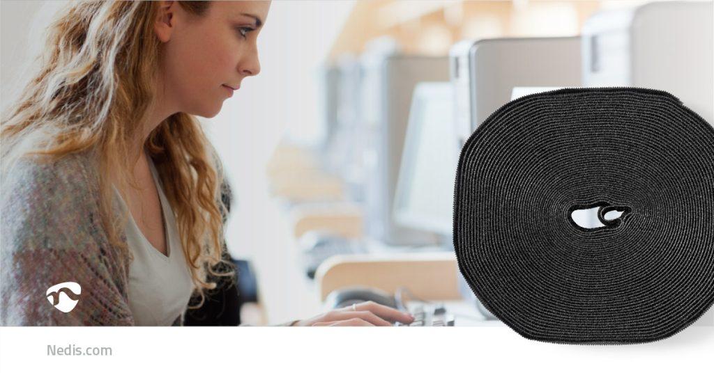 Legaturi Pentru Cablu Velcro 9100x16mm Negru Nedis Ergovelc91bk