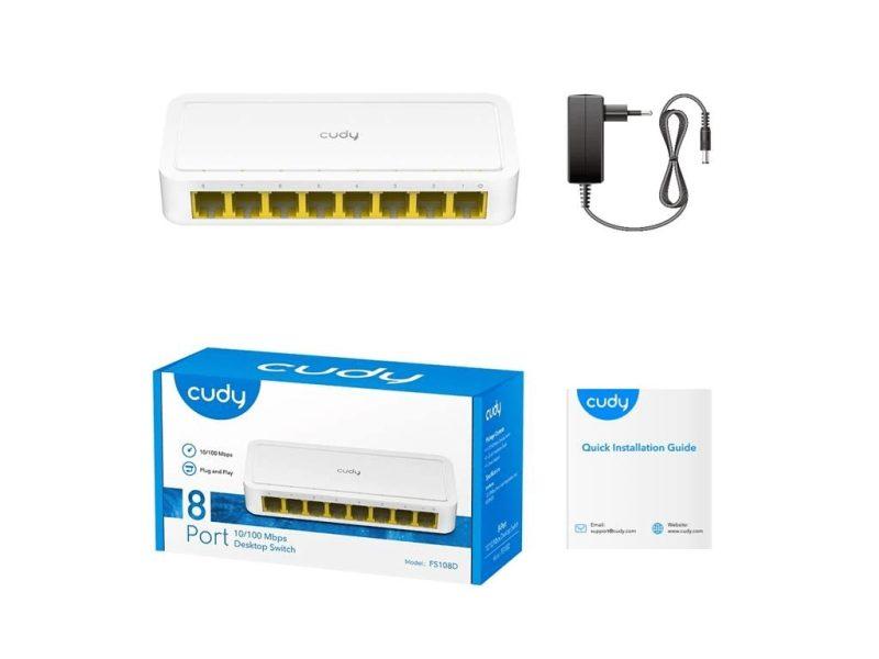 Switch Desktop 8 Porturi 10 100mbps Alb Cudy Fs108d