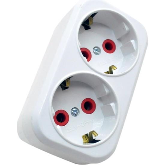 Dublu Stecher 2x Schuko 16a 3500w Alb Rosu Ve12000 Lava Sokets