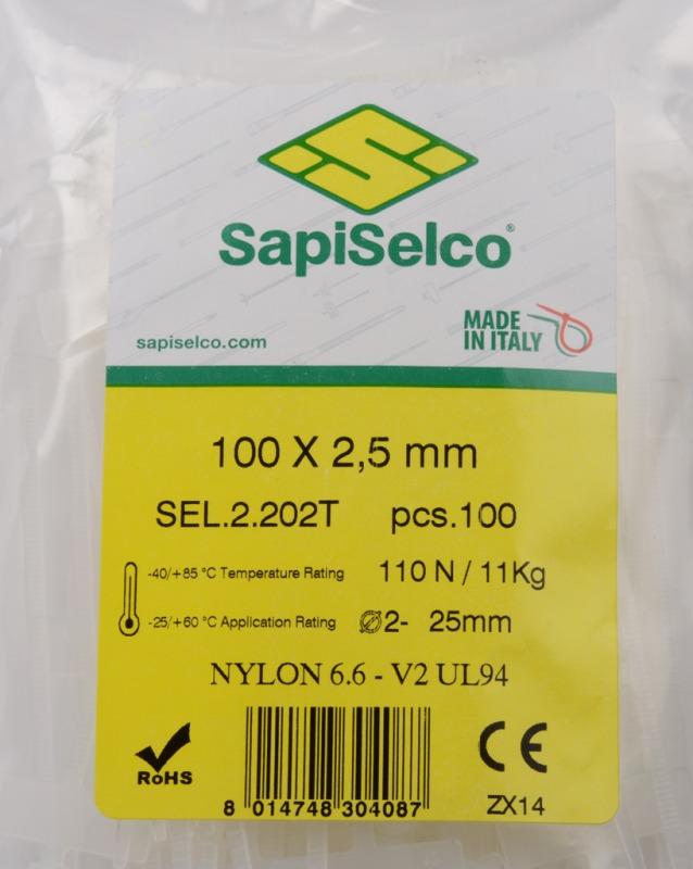 Set Etichete 100x25mm Coliere Nylon 100buc Sel2202t Sapiselco Italy