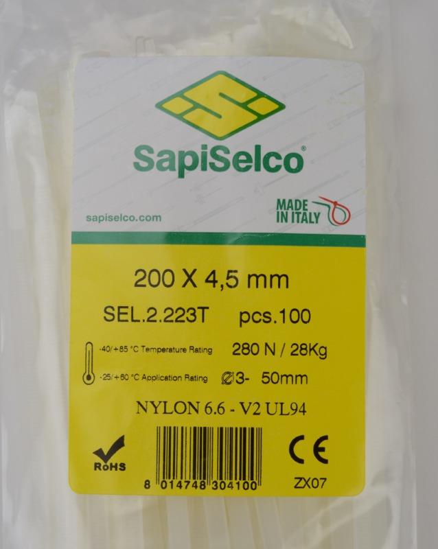 Set Etichete 200x48mm Coliere Nylon 100buc Sel2223t Sapiselco Italy