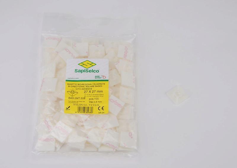 Set Suporti Cu Adeziv Patrat Mare 27x27mm Alb 100buc Bas2mt508 Sapiselco Italy