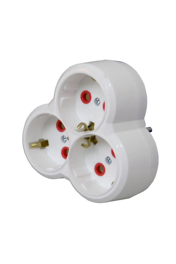 Triplu Stecher 3x Schuko 16a 3500w Alb Rosu 001 170 033002 00 00 Mutlusan Electric
