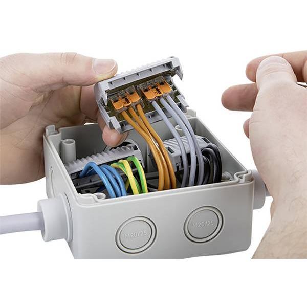 Wago Gelbox 6 Poli Derivatie Cabluri Pentru Conectori Seriile 221 2273 Max 4mm2 Ipx8 Gri 207 1333