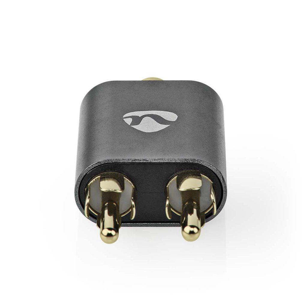 Adaptor Audio Profesional Stereo 2x Rca Tata Jack 35 Mm Mama Fabritallic Nedis Gri Metal Catb22255al