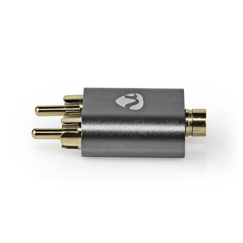 Adaptor Audio Profesional Stereo 2x Rca Tata Jack 35 Mm Mama Fabritallic Nedis Gri Metal Catb22255al