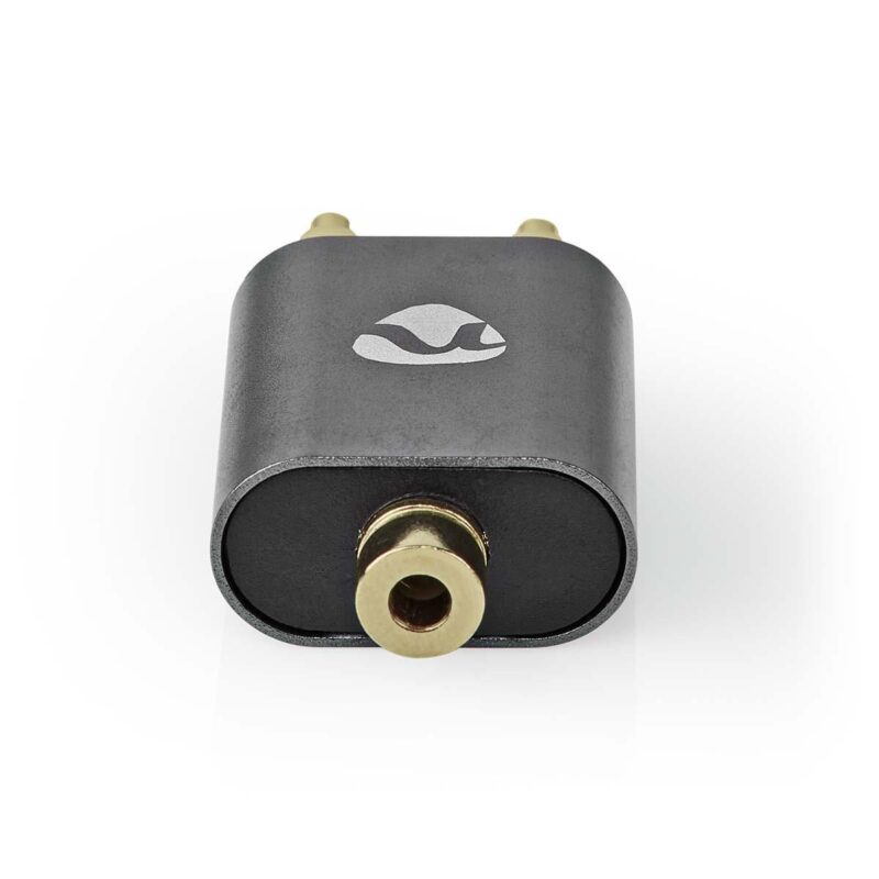 Adaptor Audio Profesional Stereo 2x Rca Tata Jack 35 Mm Mama Fabritallic Nedis Gri Metal Catb22255al