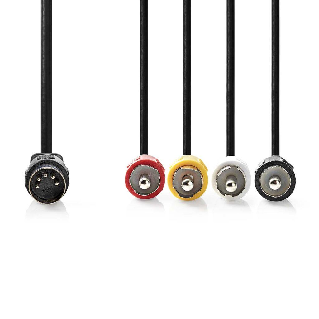 Cablu Audio Din 5pin Tata 4x Rca Tata 1m Nedis Cagl20400bk10