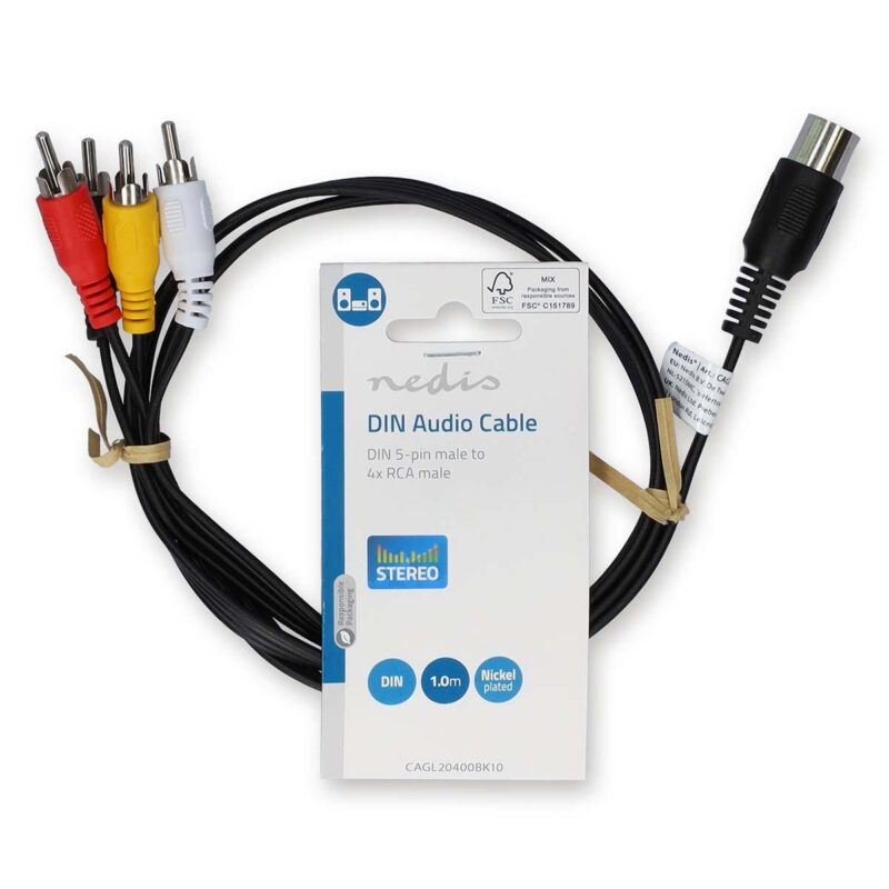Cablu Audio Din 5pin Tata 4x Rca Tata 1m Nedis Cagl20400bk10