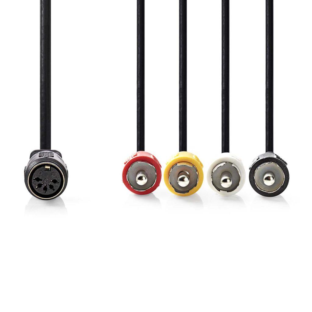 Cablu Audio Stereo Nedis Din 5 Pini Mama 4x Rca Tata 02m Negru Cagl20475bk02