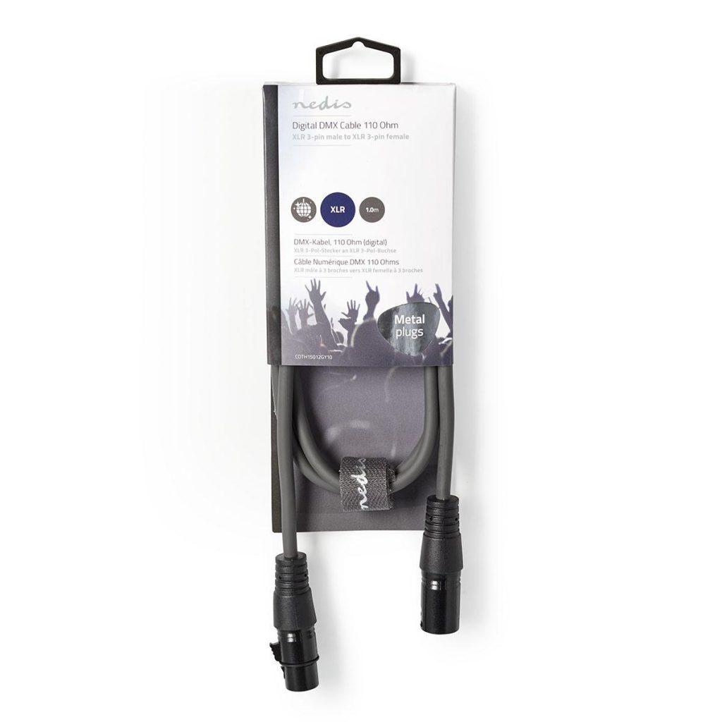 Cablu Digital Dmx Premium Nedis Xlr 3 Pini Tata Xlr 3 Pini Mama 110ohm 1m Gri Coth15012gy10
